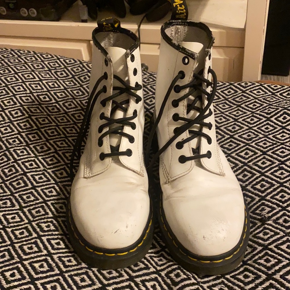 White Doc Marten Combat Boots
